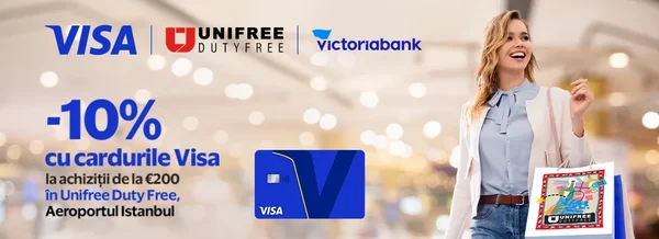 Reducere de 10% la Unifree Duty Free cu cardurile Visa de la Victoriabank