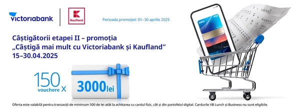Anunțăm câștigătorii etapei II a promoției „Câștigă mai mult cu Victoriabank și Kaufland”!