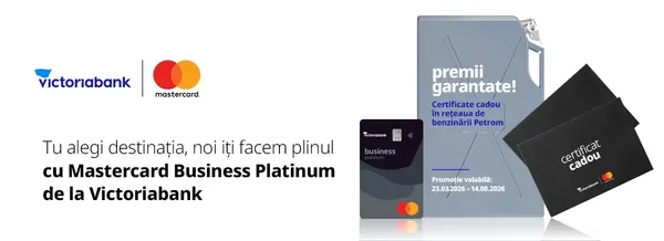 Tu alegi destinația, noi iți facem plinul cu Mastercard Business Platinum de la Victoriabank!