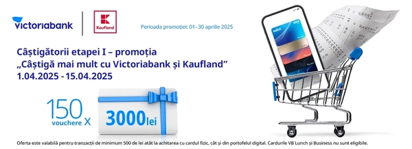 Anunțăm câștigătorii etapei I a promoției „Câștigă mai mult cu Victoriabank și Kaufland”!