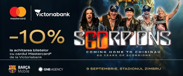 SCORPIONS revine la Chișinău: un concert de neuitat și 10% reducere cu cardul Mastercard de la Victoriabank