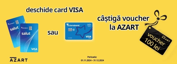Deschide un card Victoriabank în Port Mall și primești un voucher la Azart cadou