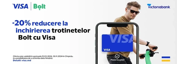 Descoperă avantajele plăților cu Visa în aplicația Bolt!