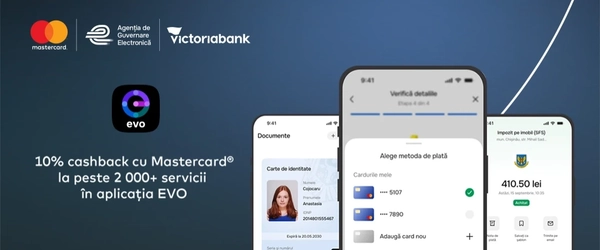 Plătește cu cardul Mastercard de la Victoriabank și primești 10% cashback!