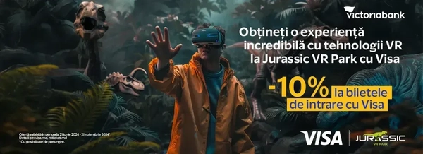 Descoperă Jurassic VR Park cu reducere de 10% plătind cu Visa de la Victoriabank!