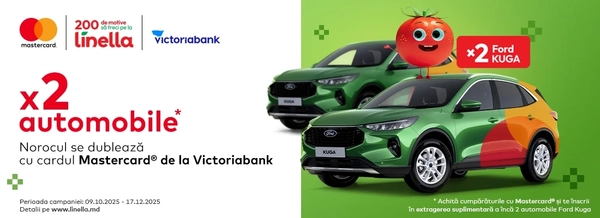 Cumpără din Linella cu cardul Mastercard® de la Victoriabank și poți câștiga un automobil!