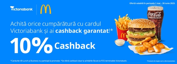 Cashback 10% la McDonald’s