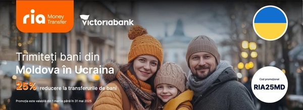 Cod promoțional pentru transferuri din Moldova în Ucraina cu reducere de 25% prin RIA!