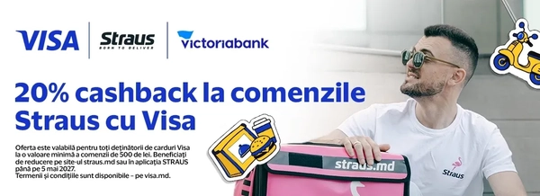 -20% la comenzile Straus pentru deținătorii de carduri Visa Victoriabank