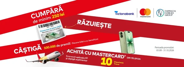 Mai multe beneficii cu Mastercard de la Victoriabank la Farmacia Familiei